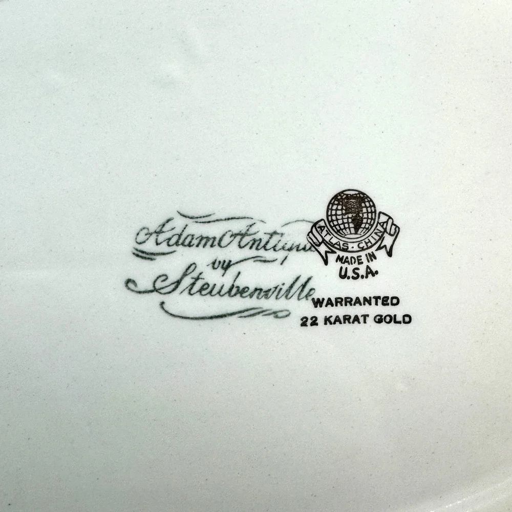 Vintage Atlas China Platter Steubenville Burgundy Gold Romantic Courting Oval